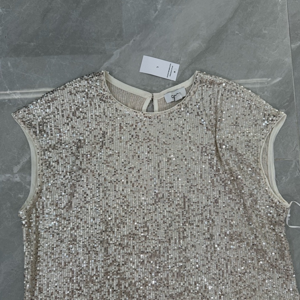 Women’s Cece Sleeveless Sequin Peplum Ruffle Top Party Holiday Size Large - Picture 2 of 16